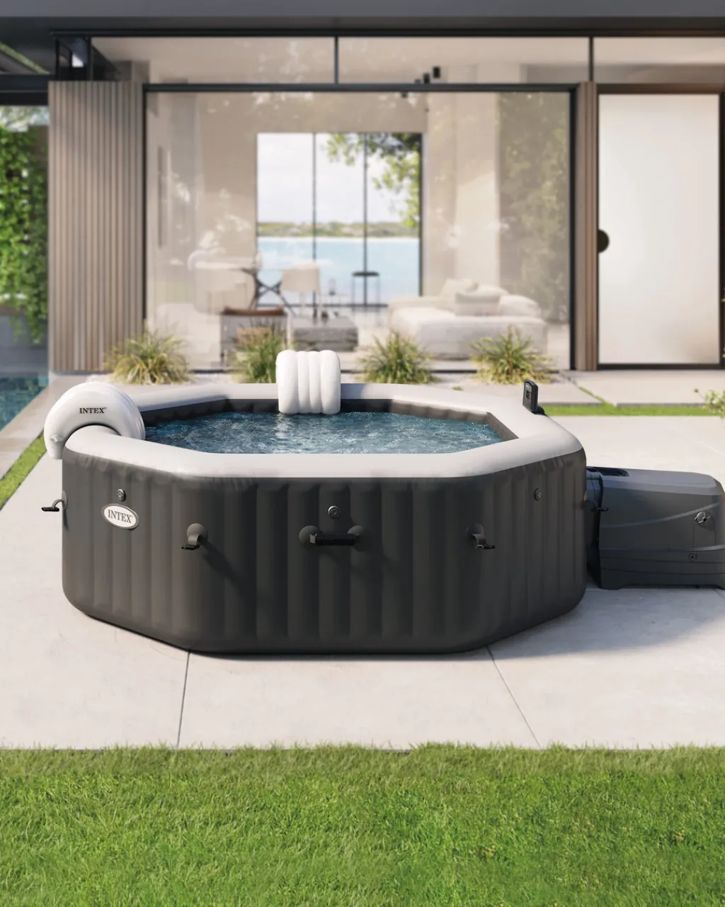 New PureSpa™ Jet and Bubble Deluxe Inflatable Hot Tub Set - 6 Person Purespa