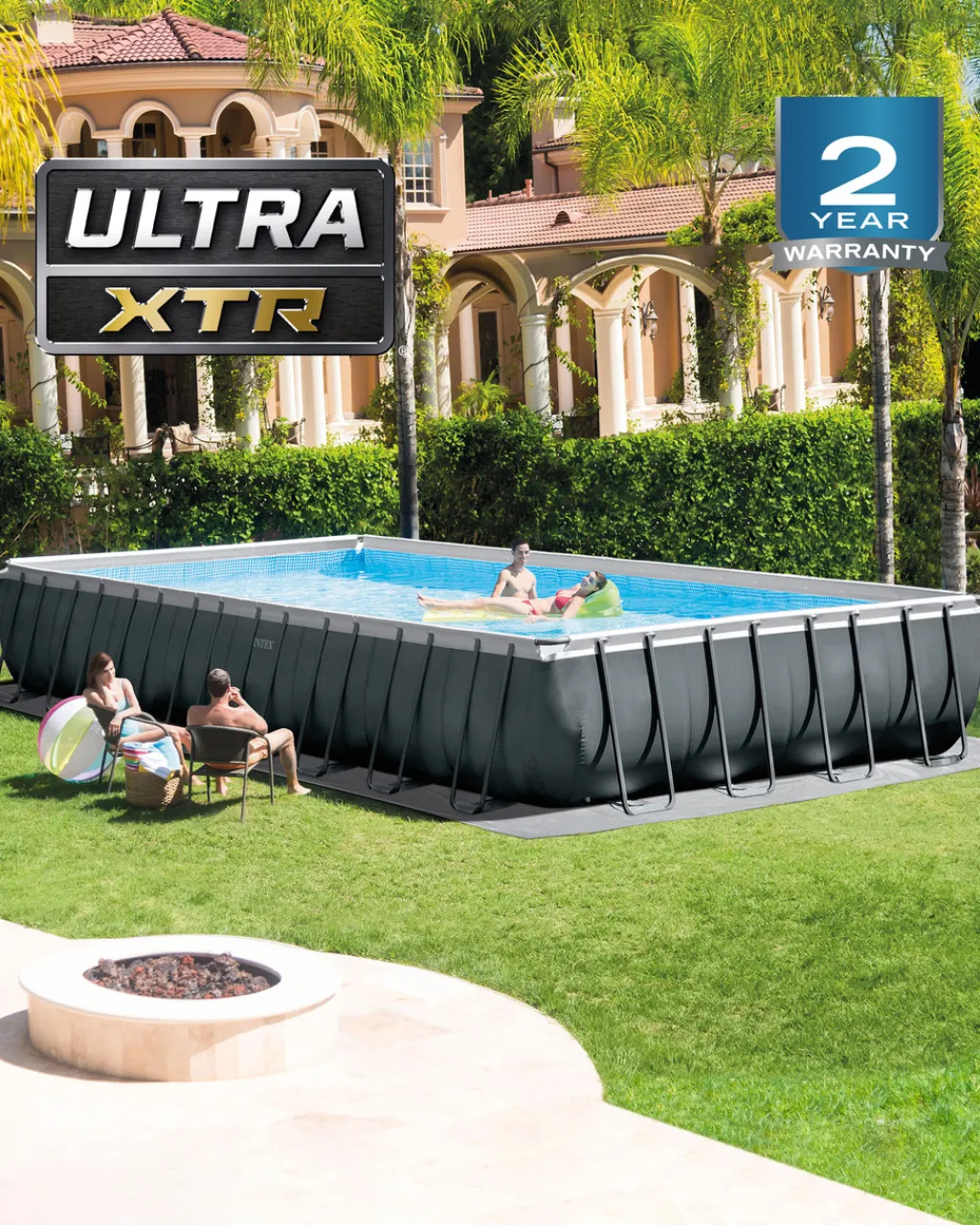 New Rectangular Ultra XTR® Frame Above Ground Pool w/ Sand Filter Pump & Saltwater System - 32' x 16' x 52" Ultra Xtr Frame