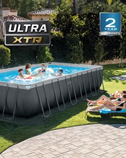 New Rectangular Ultra XTR® Frame Above Ground Pool w/ Sand Filter Pump & Saltwater System - 24' x 12' x 52" Ultra Xtr Frame